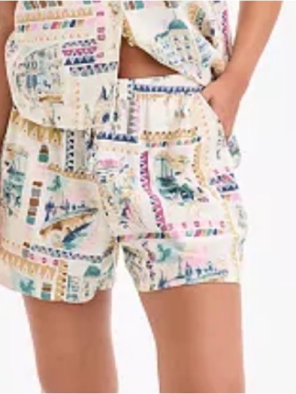 Lucky Brand Cream Multi-Print Elastic-Waist Shorts